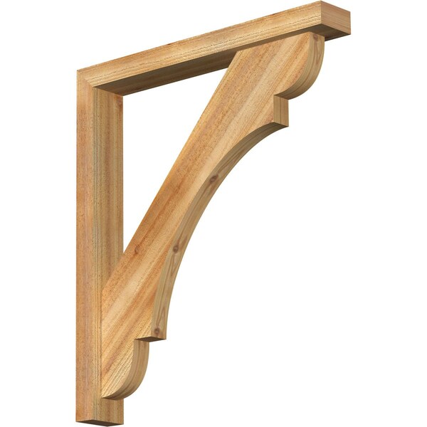 Ekena Millwork Olympic Block Rough Sawn Bracket w/ Offset Brace, Western Red Cedar, 4"W x 28"D x 32"H BKT0402X28X32OLY05RWR - main